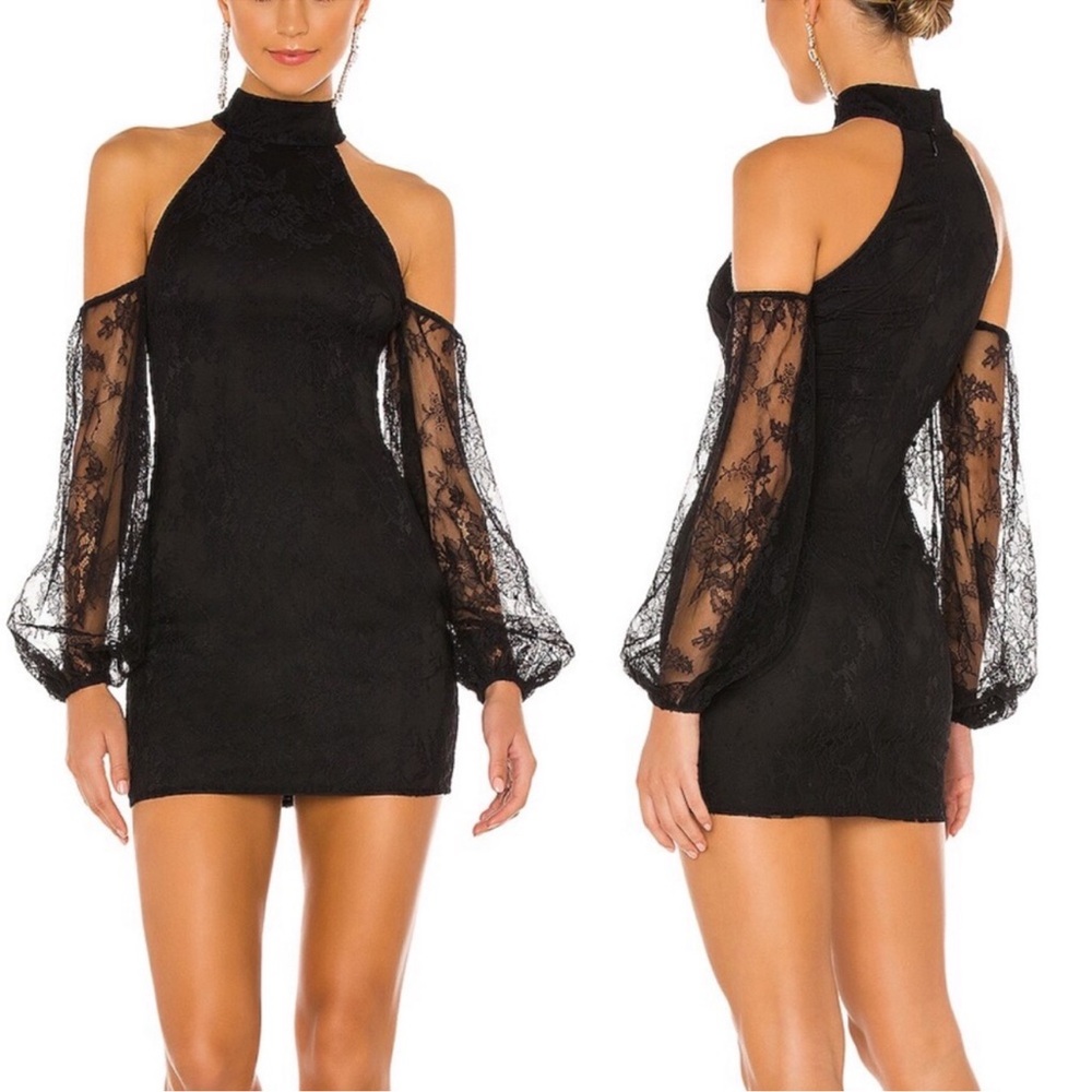 NWT Revolve Michael Costello Sole Lace Mini Dress in Black Size XXS